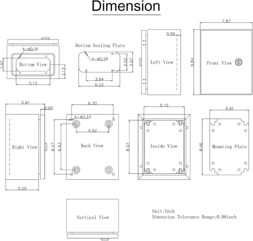 Miniatura 10 de VEVOR Caja de Acoplamiento de Acero NEMA 10×8×6, Caja Eléctrica de Acero NEMA 4X, Impermeable y Resistente al Polvo IP66, Caja de Acoplamiento