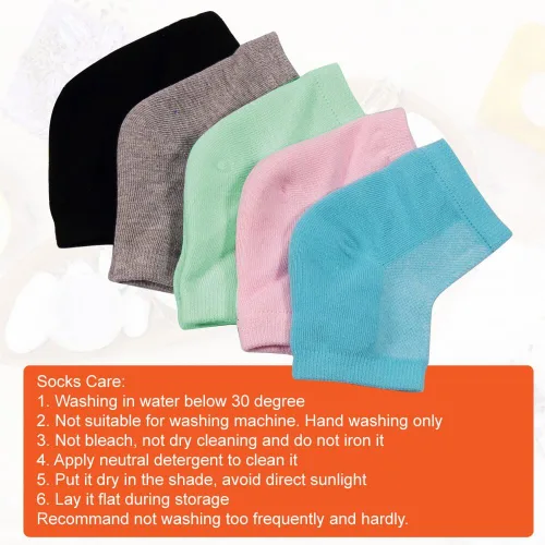 Miniatura 7 de Selizo 5 pares de calcetines hidratantes para el talón de gel, calcetines de punta abierta para tacones secos y agrietados, 5