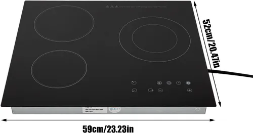 Miniatura 6 de Placa eléctrica de cerámica con 3 quemadores, estufa eléctrica de 110 V, 9 niveles de calefacción ajustables con pantalla LED, bloqueo de seguridad