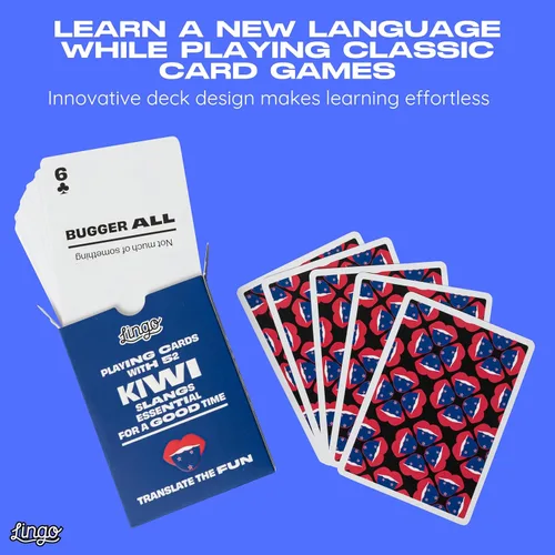 Miniatura 4 de Lingo Kiwi (Nueva Zelanda) - Juego de cartas de jerga 52 expresiones y frases divertidas de Nueva Zelanda Divertido juego de cartas regalo