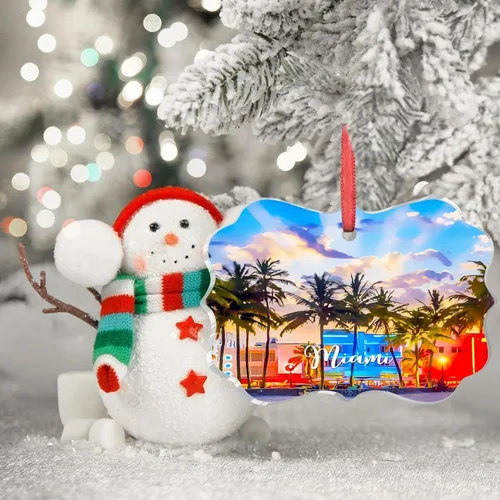 Miniatura 3 de Miami Florida, Estados Unidos, decoración de árbol de Navidad, recuerdos de ciudad de campo, recuerdos personalizados de Navidad 2023, decoración