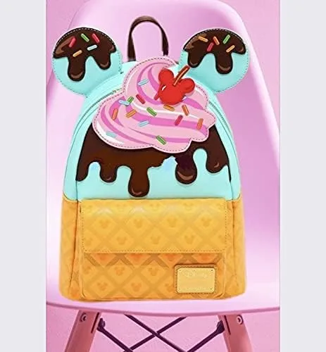 Miniatura 2 de Loungefly Disney Mickey y Minnie Mouse Sweets Ice Cream - Bolso de hombro con doble correa para mujer