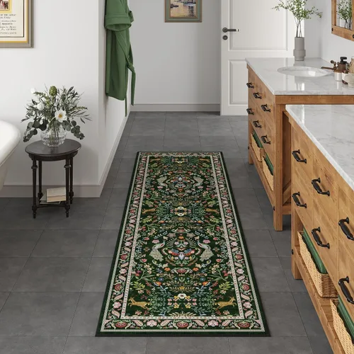 Miniatura 4 de Alfombra de pasillo lavable para cocina, 2 x 10 pies, diseño floral, antideslizante, para entrada, interior, alfombra suave para pasillos, cocina