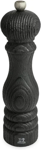Miniatura 9 de Molinillo de pimienta de madera reciclada manual y su pimienta de comercio justo, acabado negro, 3.9 in - 4 pulgadas