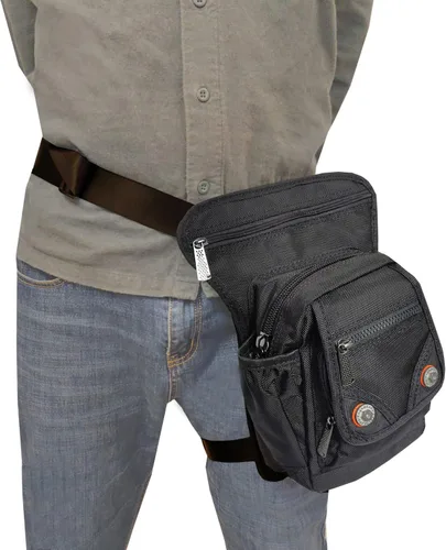 Miniatura 2 de Bolsa de nailon para la pierna, bolsa de muslo Riñonera táctica para hombro, Negro -, M