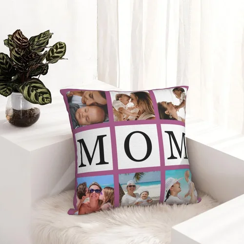 Miniatura 6 de Funda de almohada personalizada con fotos con collage de Best Mom Ever, funda de cojín personalizada para el día de la madre, aniversario, boda, 6