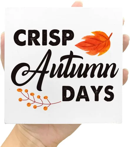 Miniatura 7 de Decoración de escritorio de otoño, letrero de madera de días de otoño nítidos, letrero de bloque de madera de otoño, decoraciones de otoño