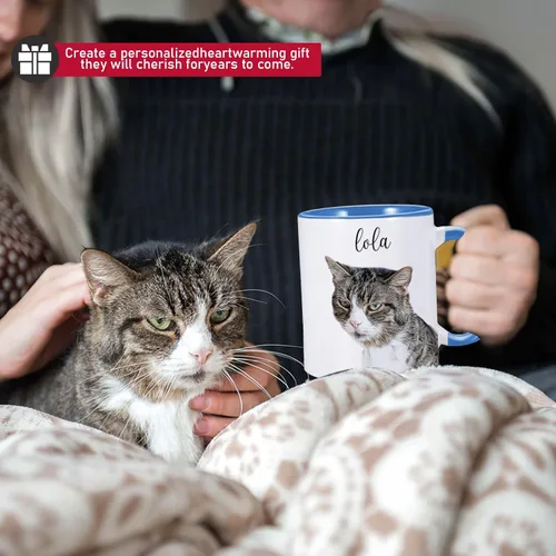 Miniatura 5 de Taza de café de cerámica personalizada de 11 onzas para perros, papá y amantes, incluye foto de mascota y nombre