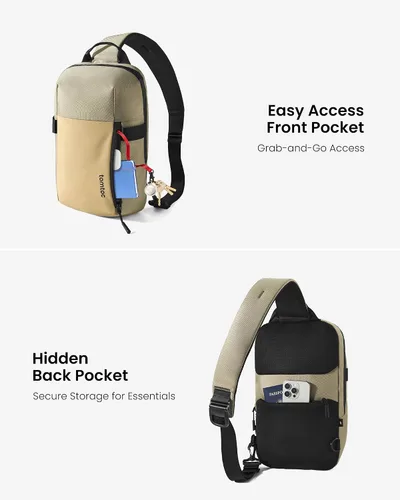 Miniatura 4 de tomtoc Mochila bandolera cruzada de 7L para hombres y mujeres, mochila EDC de pecho y hombro para MacBook Pro M5 de 14 pulgadas, MacBook Air/Pro