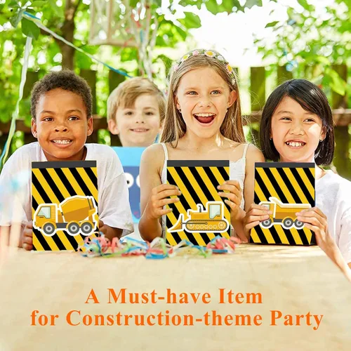 Miniatura 7 de 24 piezas de suministros de fiesta de cumpleaños para niños con temática de camiones de construcción