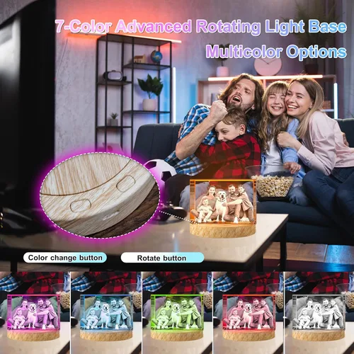 Miniatura 6 de Foto de cristal 3D personalizada, regalos personalizados para mujeres, hombres, ella, él, mamá, papá, parejas, imagen de vidrio grabado con láser