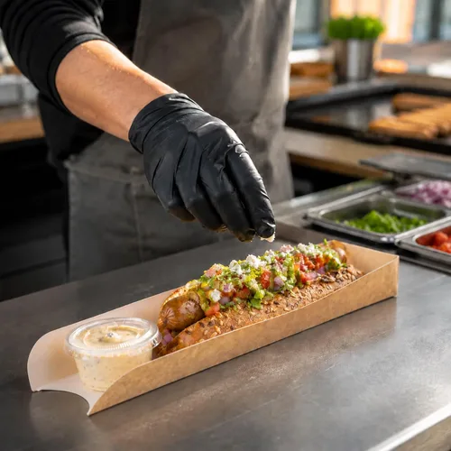 Miniatura 5 de Bio Tek - Bandeja rectangular de papel kraft para perros calientes o sándwiches – 11 3/4" x 2" x 1 1/4" – caja de 200