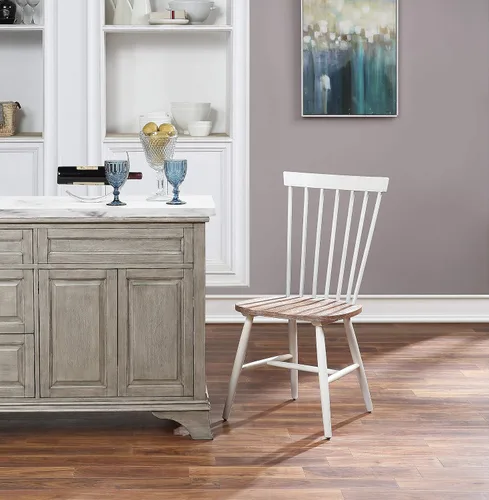 Miniatura 4 de OSP Home Furnishings Eagle Ridge - Sillas de comedor tradicionales de madera maciza estilo Windsor, paquete de 2, color crema
