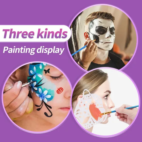 Miniatura 7 de Kit de pintura facial para fiesta de niños, kit de pintura facial de 22 colores, incluye bandeja de pintura, esponjas, pinceles y plantillas, kit