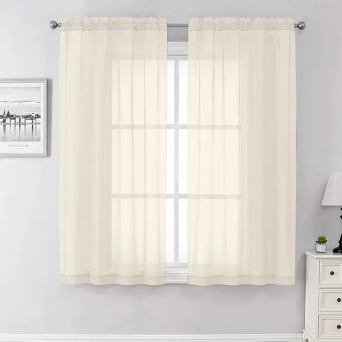Miniatura 117 de Aiyufeng 2 paneles de cenefa transparente negra de 14 pulgadas de largo, cortinas cortas negras transparentes para dormitorio, cortinas de cocina