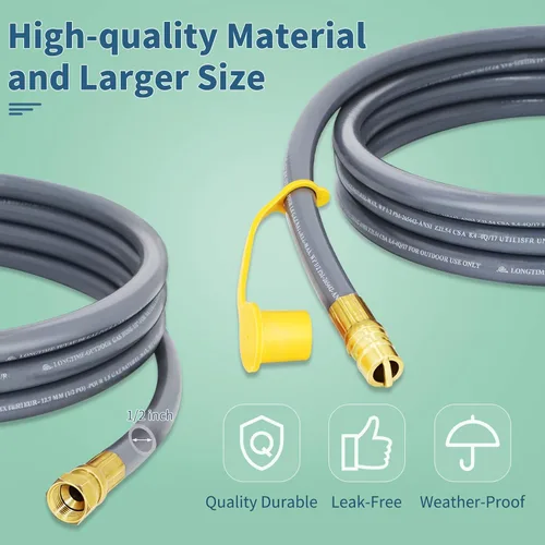 Miniatura 4 de Kit de extensión de manguera de gas natural de propano de 36 pies 1/2 pulgada mejorado con accesorios de conexión rápida para kit de conversión
