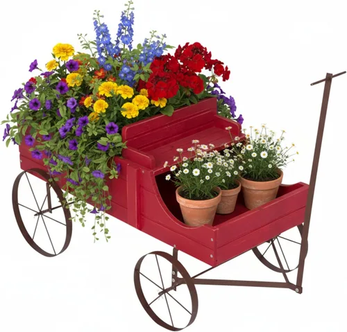 Miniatura 11 de Shine Company Jardinera decorativa grande para jardín de carro, color verde