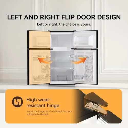 Miniatura 7 de Mini nevera con congelador de 3.2 pies cúbicos, refrigerador y congelador de 2 puertas, mininevera pequeña para dormitorio, oficina en casa