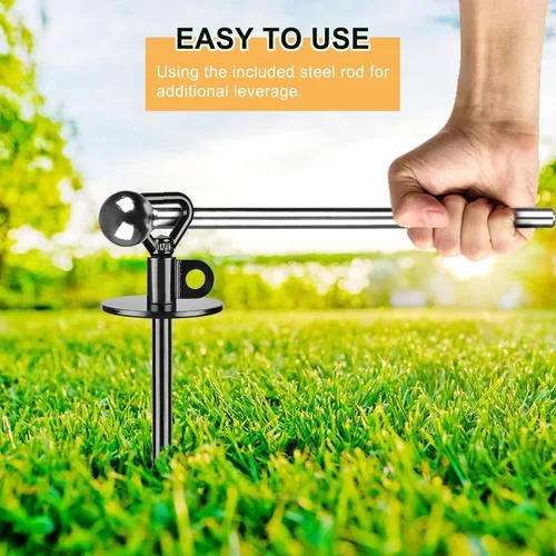 Miniatura 4 de SELEWARE Estaca de amarre para perro al aire libre, anclaje antióxido para perros grandes de hasta 220 libras, estaca giratoria gratuita para Negro C