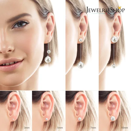 Miniatura 4 de JewelrieShop Aretes de perlas sintéticas, hipoalergénicos, colgantes para mujer