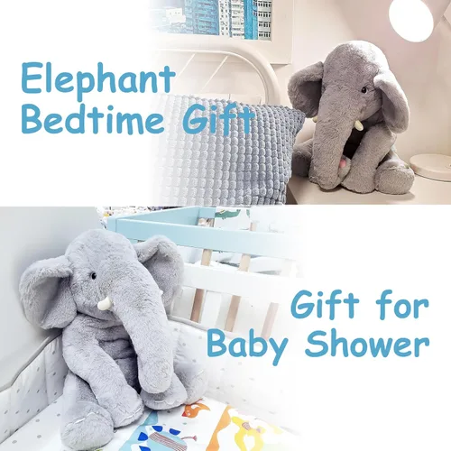 Miniatura 8 de WEIGEDU Elefante de peluche gris de 13" - Juguete de felpa para niños, niñas, bebés, para regalo de baby shower, para dormir, para cumpleaños