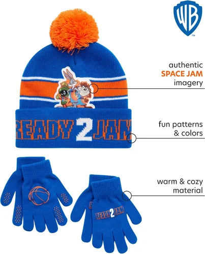Miniatura 2 de WARNER BROS. Boys' Space Jam Winter Hat Set - 2 Piece Beanie and Gloves Set