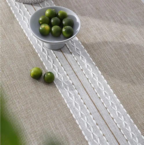 Miniatura 5 de Mantel rectangular de lino con borlas para mesa de café con bolsillos