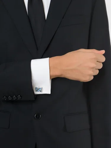 Miniatura 6 de Mr.Van Elegant Swarovski Crystal Cufflinks Blue Glimmering Cuff Links Set Wedding for Him