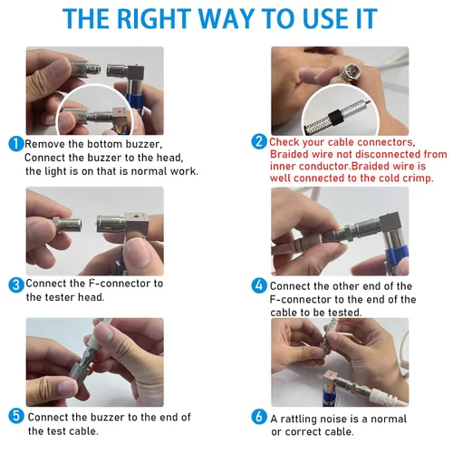 Miniatura 4 de Toner de bolsillo coaxial, probador de continuidad de bolsillo (trazado) y toner con luz y zumbador, toner de voltaje y paquete de conectores de Azul