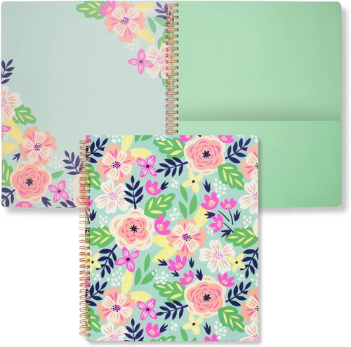 Miniatura 22 de Steel Mill & Co - Cuaderno de espiral grande con rayas universitarias, 11" x 9.5", tapa dura y 160 páginas forradas, diseño floral rosa