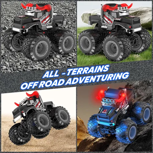 Miniatura 6 de BAODLON Camión Monstruo de Control Remoto, Juguetes de Camión Bull RC de 2.4GHz para Niños de 3 4 5 6 7 8 Años, Camión RC Todo Terreno Fuera