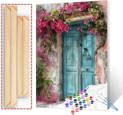 Miniatura 51 de Kits de pintura por números para adultos principiantes, pintura al óleo sobre lienzo de 16 x 20 pulgadas, lámpara de flores y óleo, pigmento 4-Art-06