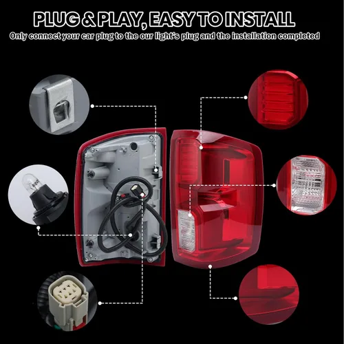 Miniatura 6 de Conjunto de luz trasera LED compatible con Chevy Silverado 1500 2016 2017 2018 lámpara de freno trasera trasera 84288719 lado derecho del pasajero