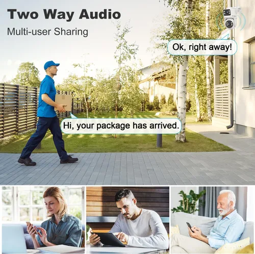 Miniatura 8 de GENBOLT PTZ Cámara de seguridad WiFi para exteriores con doble lente, vigilancia CCTV con doble vista, almacenamiento en la nube actualizado