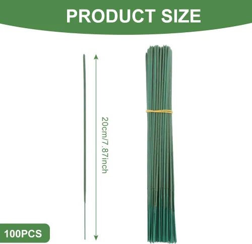 Miniatura 3 de 100 piezas de tallo floral de plástico de 7.87 pulgadas/7.9 in, varillas de flores artificiales, accesorios para hacer alambre, manualidades, ramo