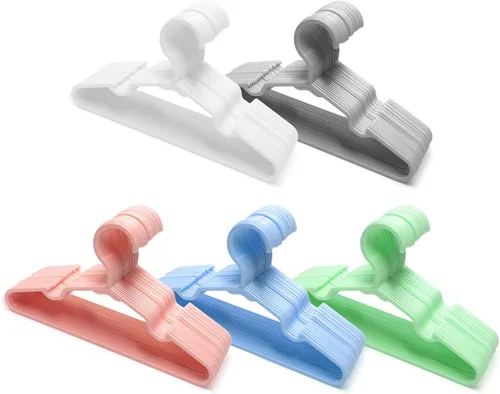 Miniatura 13 de Paquete de 60 perchas blancas para niños de 11.6 pulgadas, perchas para ropa de bebé para niños pequeños y niños, perchas de plástico duradero
