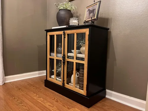 Miniatura 8 de MAISON ARTS Armario decorativo con 2 puertas, armario de almacenamiento decorativo de granja para entrada, sala de estar, aparador de cocina