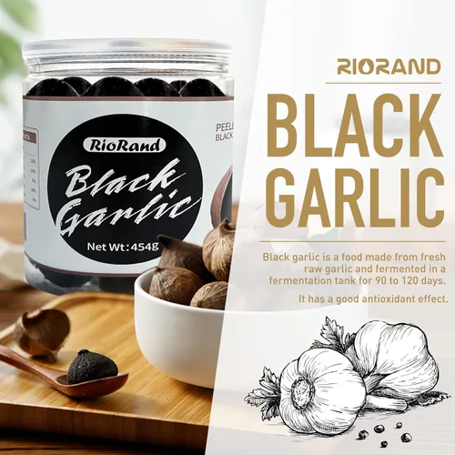 Miniatura 3 de RioRand Ajo negro de 16.01 oz/1 libra de ajo negro pelado entero envejecido durante 90 días completos tarro de ajo negro equivalente a 2 libras