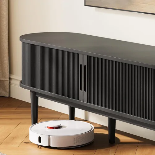 Miniatura 7 de LINSY HOME Soporte de TV acanalado de 58 pulgadas para televisores de hasta 65 pulgadas, centro de entretenimiento moderno de mediados de siglo