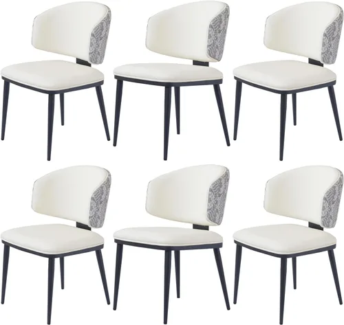 Miniatura 10 de Juego de 2 sillas de comedor modernas, tapizadas, respaldo alto, piel sintética, silla de cocina, sin brazos y patas de metal para sala de estar