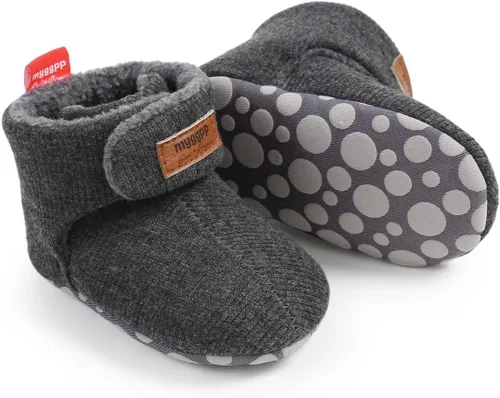 Miniatura 4 de TIMATEGO - Pantuflas tipo botines de felpa con suela antideslizante para recién nacidos, bebés, niños y niñas