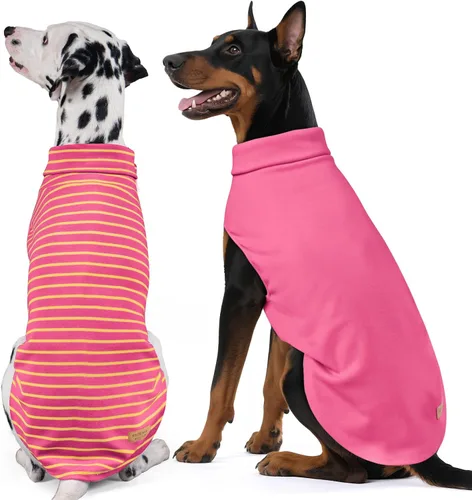 Miniatura 17 de KYEESE Paquete de 2 suéteres para perro, sudadera elástica para perros, ropa suave para mascotas, abrigos cálidos para perros, cuello alto, suéteres