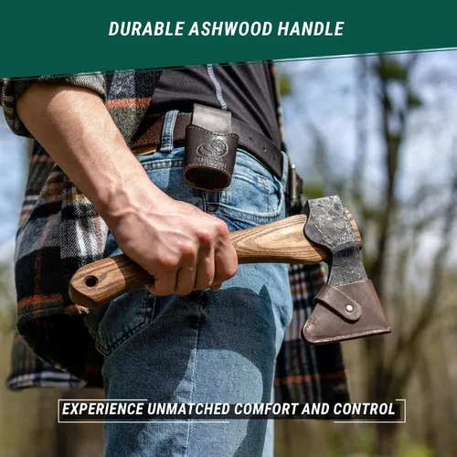 Miniatura 5 de BeaverCraft Hacha de Tallado de Madera con Funda AX1 - Hachas Forjadas Bushcraft para Acampar - Hacha de Bosque Pequeña para Cortar, Dividir