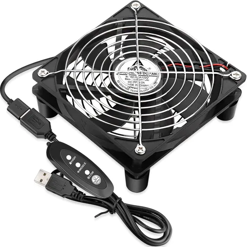 Miniatura 8 de GDSTIME Enfriador de ventilador de enrutador pequeño de 3.150 in con controlador de 3 velocidades L/M/H, CC 5V USB alimentado por USB, ventiladores