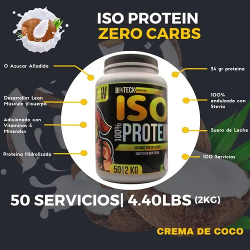 Miniatura 5 de Proteína ISO sabor crema de coco... (CREMA DE COCO, 4.4 lbs)