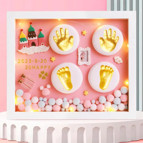 Miniatura 12 de MCstars Kit personalizado de mano y huella de bebé, pies de recuerdo y huellas de manos para recién nacidos, regalo para baby shower, Navidad