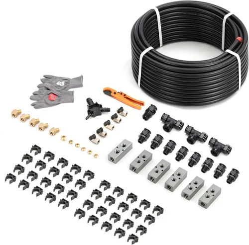 Miniatura 8 de Shop Air Line Kit de 3/4 pulgadas x 200 pies, kit de manguera de tubo de compresor de aire de aluminio HDPE para garaje con bloque de pliegue Negro