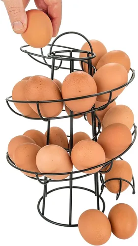 Miniatura 4 de Southern Homewares tobogán para huevos, dispensador en espiral con diseño moderno de primera calidad, se puede colgar, plateado, Negro