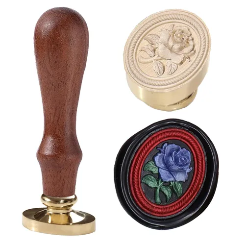 Miniatura 14 de Sello de cera – Sello de cera de sellado de semillas de loto, sello floral y vegetal, cabeza de sello de flor de loto ovalada para tarjetas, sobres