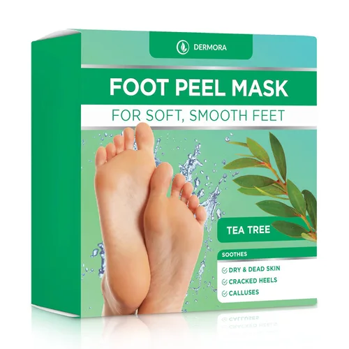 Miniatura 10 de DERMORA Mascarilla Exfoliante para Pies - Paquete de 2 Mascarillas Exfoliantes de Tamaño Regular para Pies Secos y Agrietados, Callos, Removedor